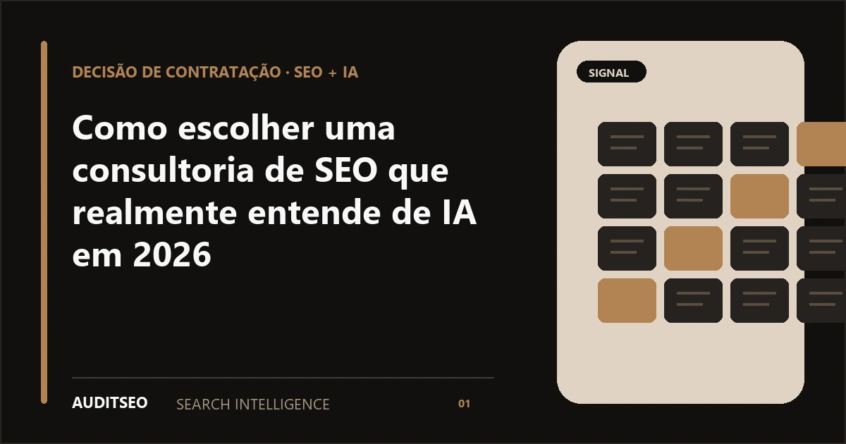Como escolher uma consultoria de SEO que realmente entende de IA em 2026 — AUDITSEO Search Intelligence